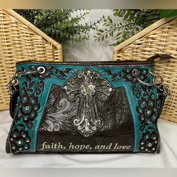 Handbags - Blinged Out Western Conceal and Carry Purse